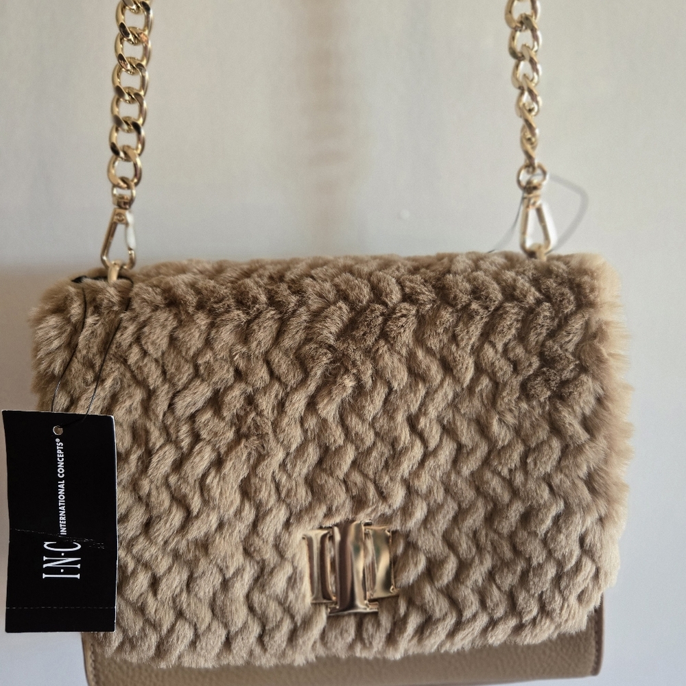 INC Fur/Leather crossbody NWT